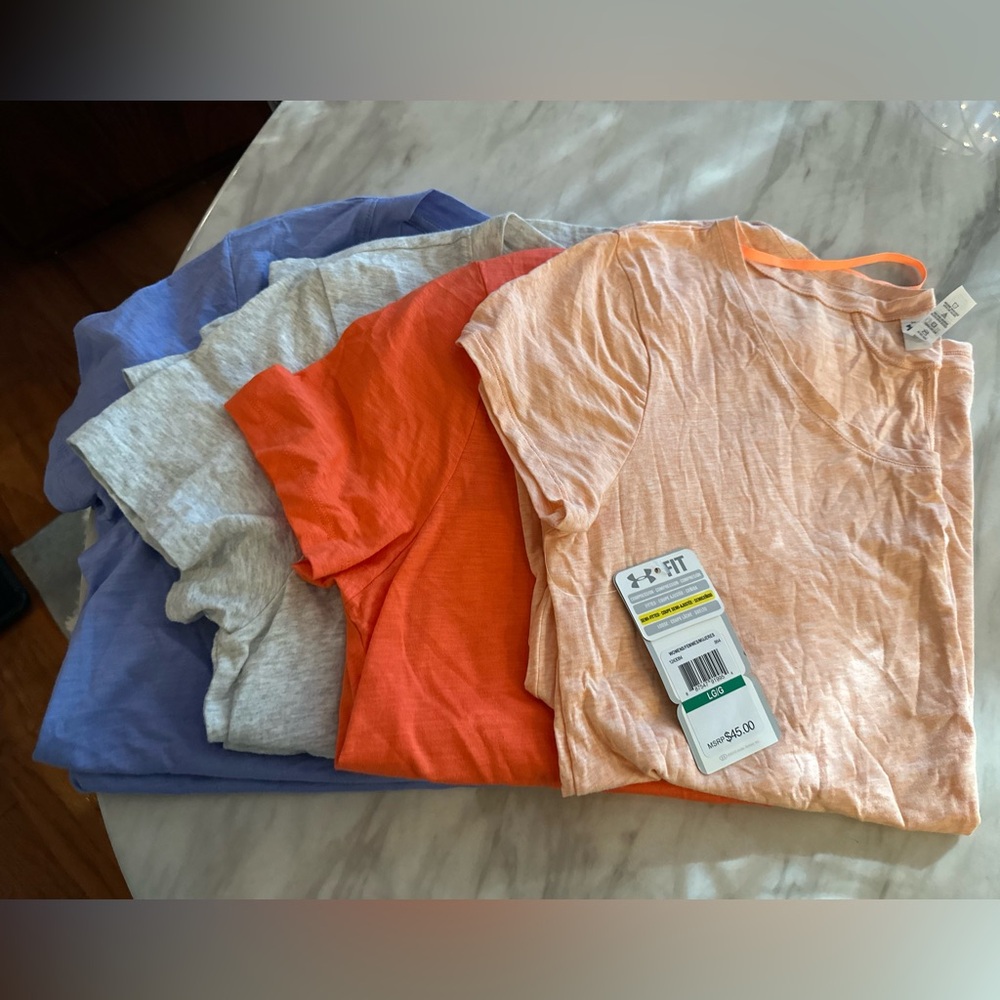 4 Ct T Shirt Bundle Women’s Lightweight- Peach, Orange, Gray, Lavender